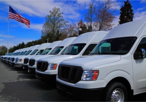 commercial vans parked in row